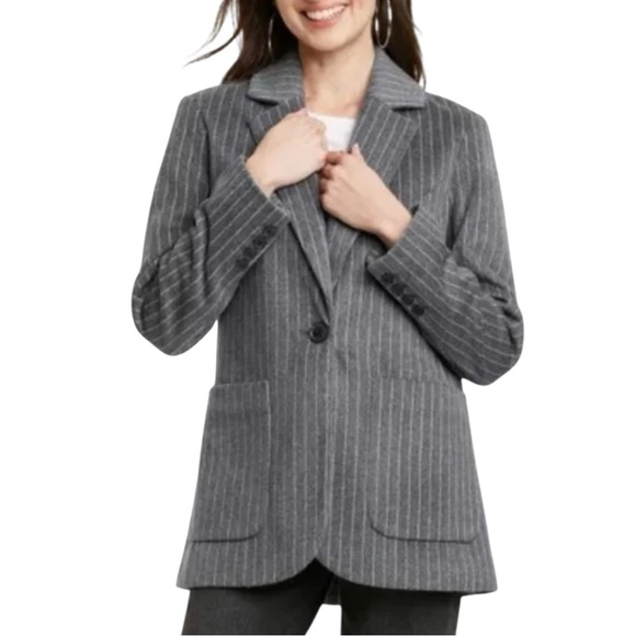 🌹NWT: Universal Thread Gray Pinstripe Blazer - Picture 1 of 6